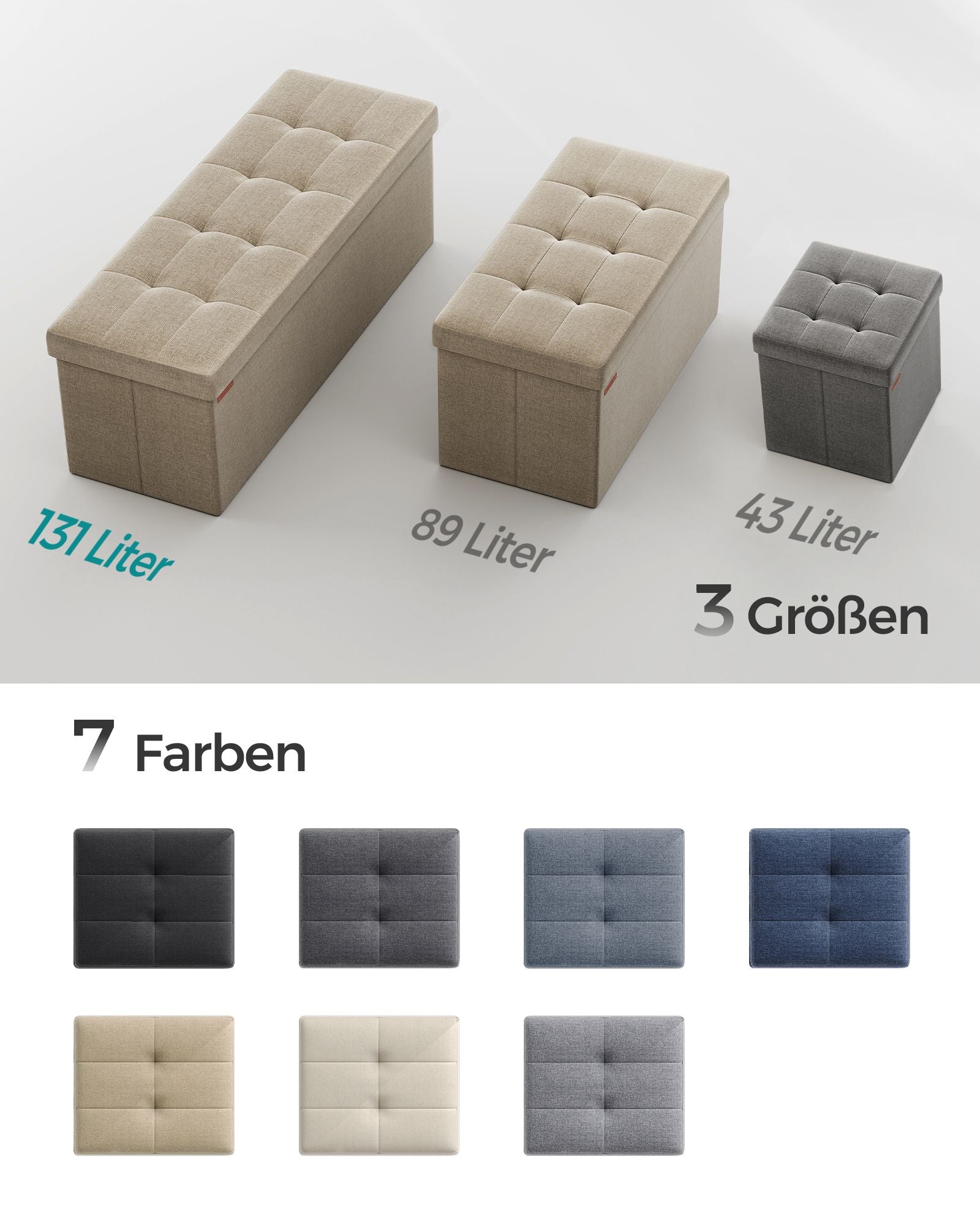 Bank – 110 cm – opklapbaar met opbergruimte – licht taupe