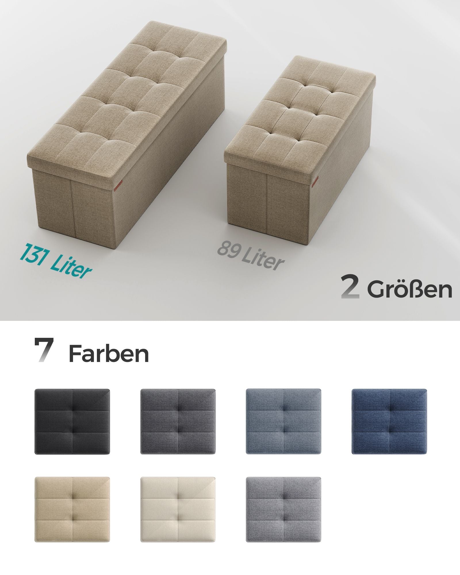 Bank – 110 cm – opklapbaar met opbergruimte – licht taupe