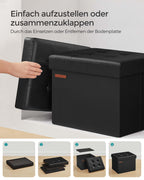 Opklapbare Bank Met Opbergruimte 41 Cm Inktzwart
