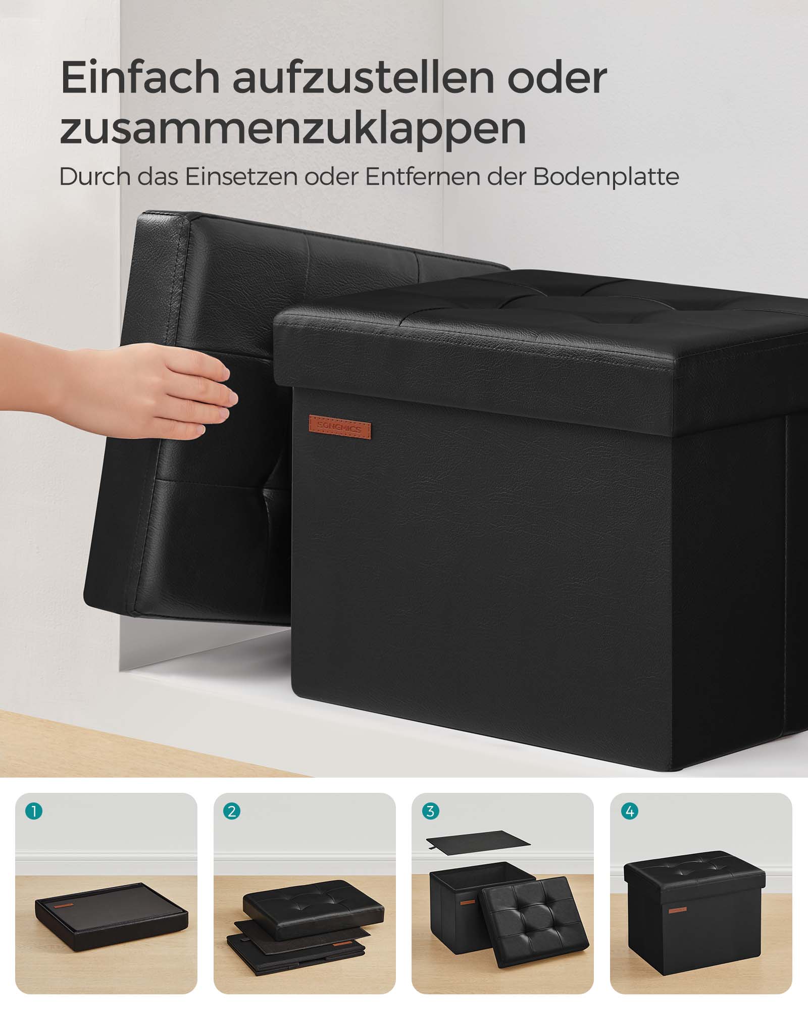 Opklapbare Bank Met Opbergruimte 41 Cm Inktzwart
