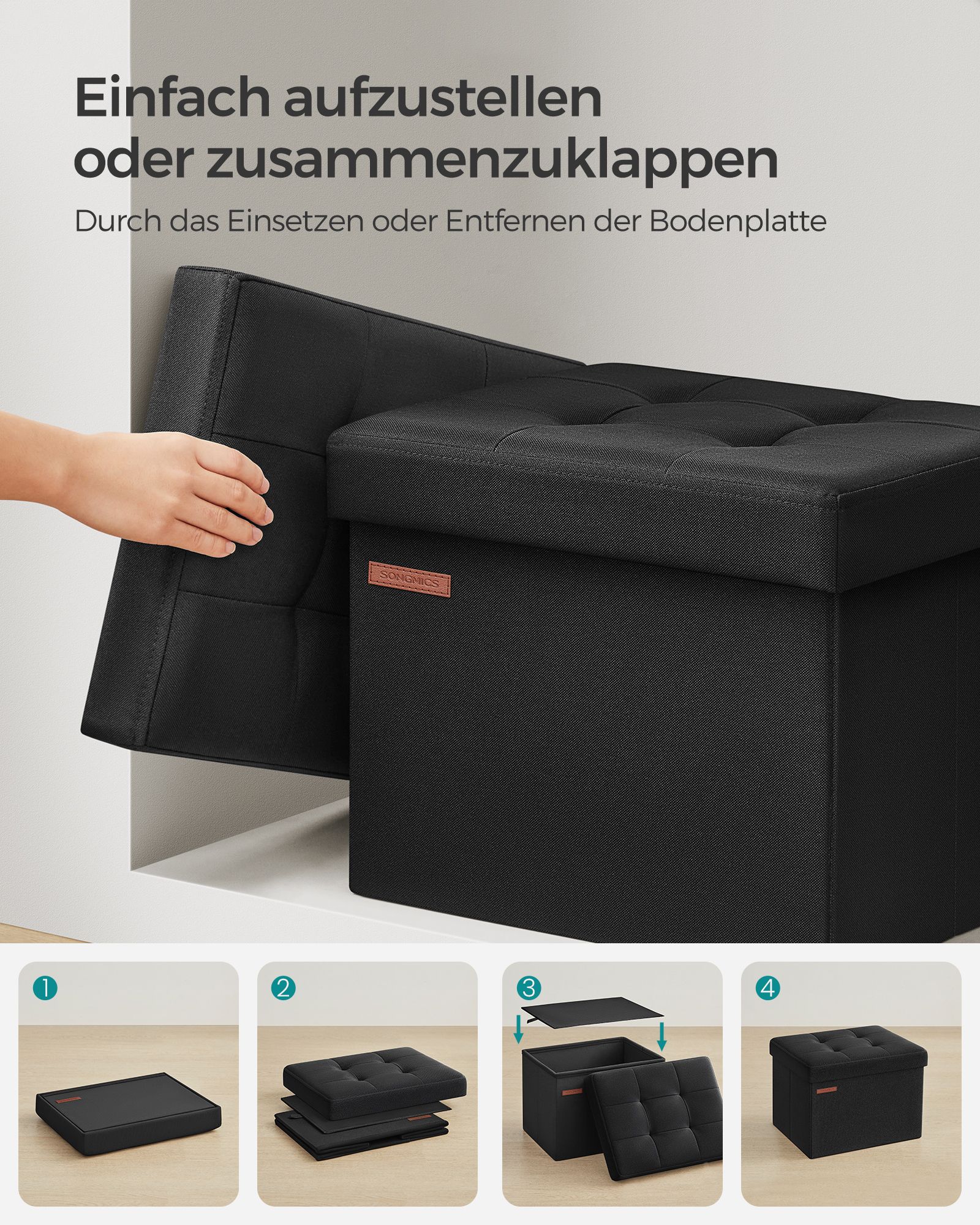 Bank – met opbergruimte – basic zwart
