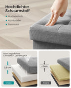 Bank – 41 cm – met opbergruimte – lichtgrijs