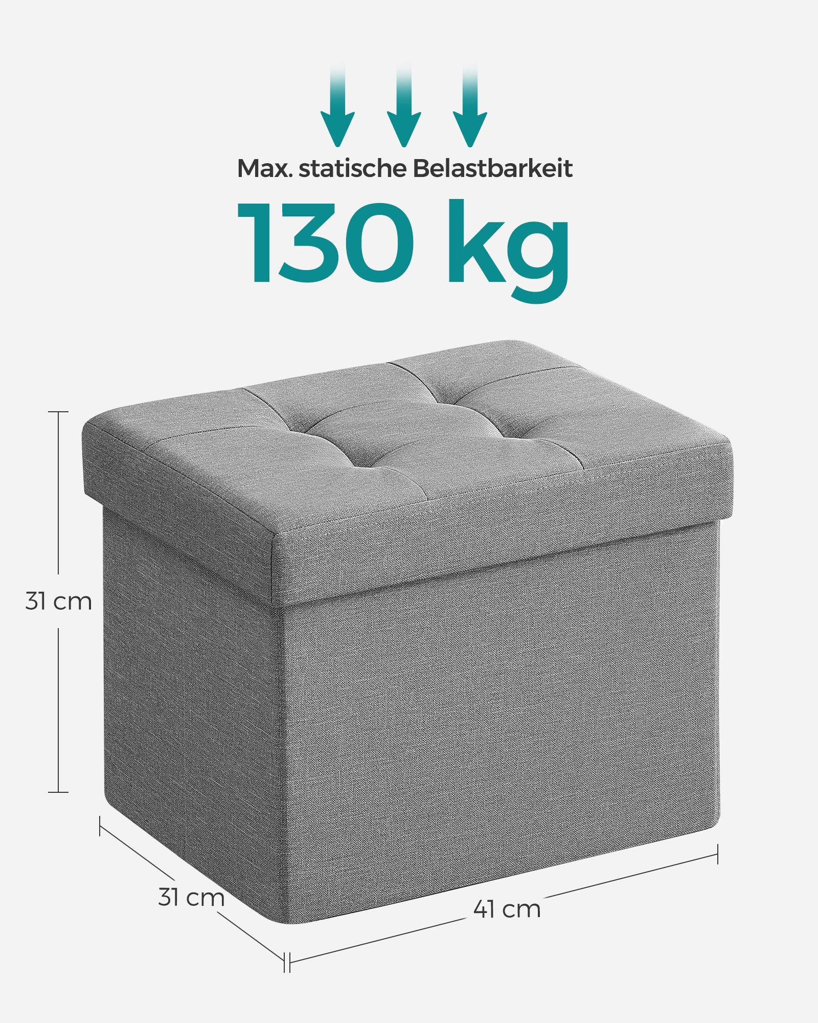 Bank – 41 cm – met opbergruimte – lichtgrijs