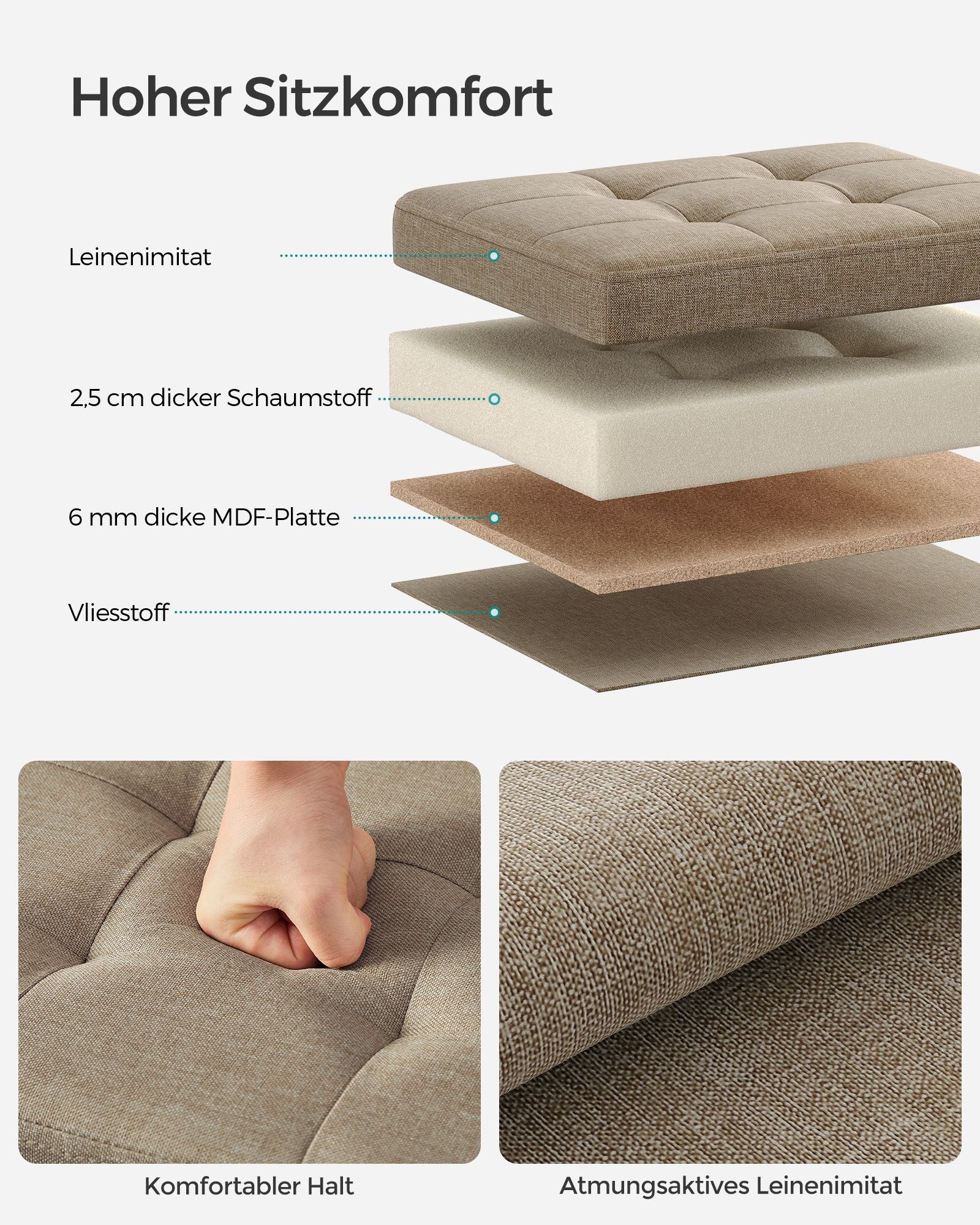 Bank – met opbergruimte – licht taupe