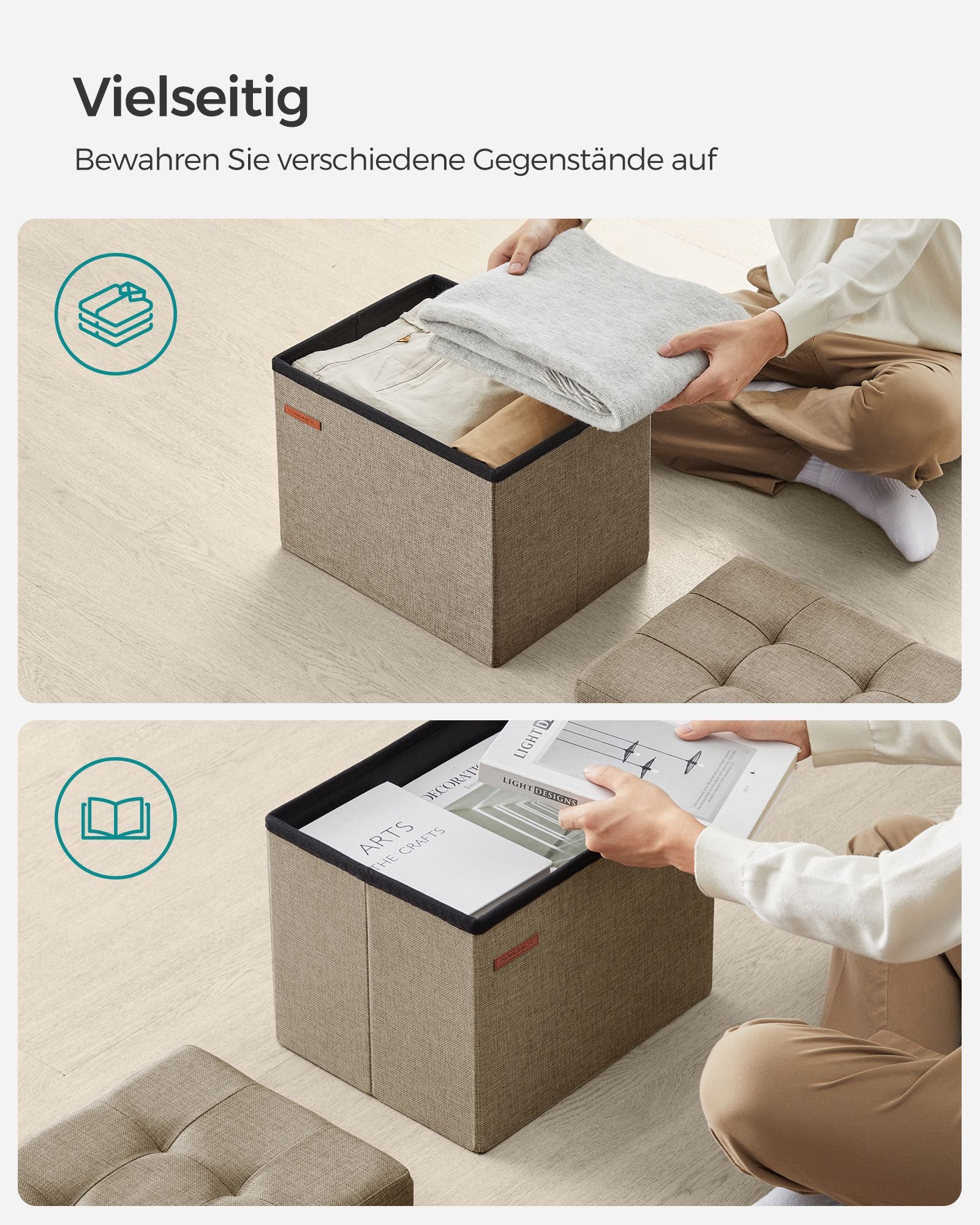 Bank – met opbergruimte – licht taupe