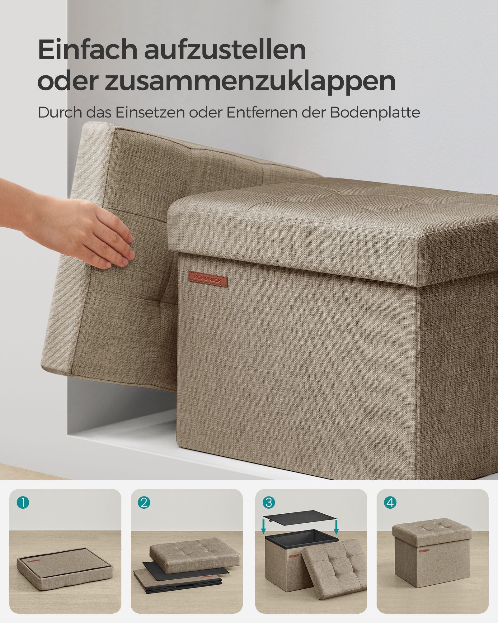 Bank – met opbergruimte – licht taupe