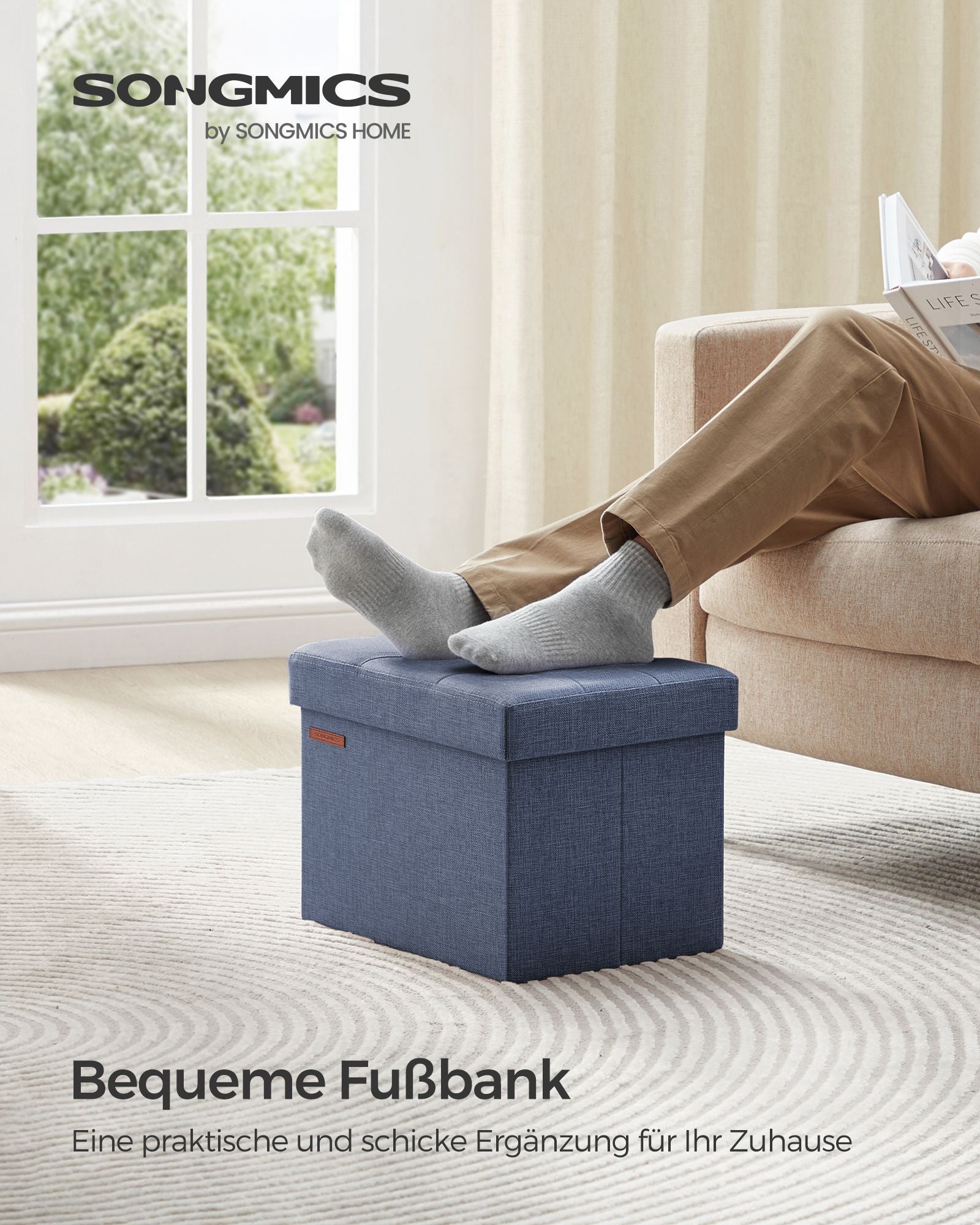 Bank – met opbergruimte – licht denimblauw