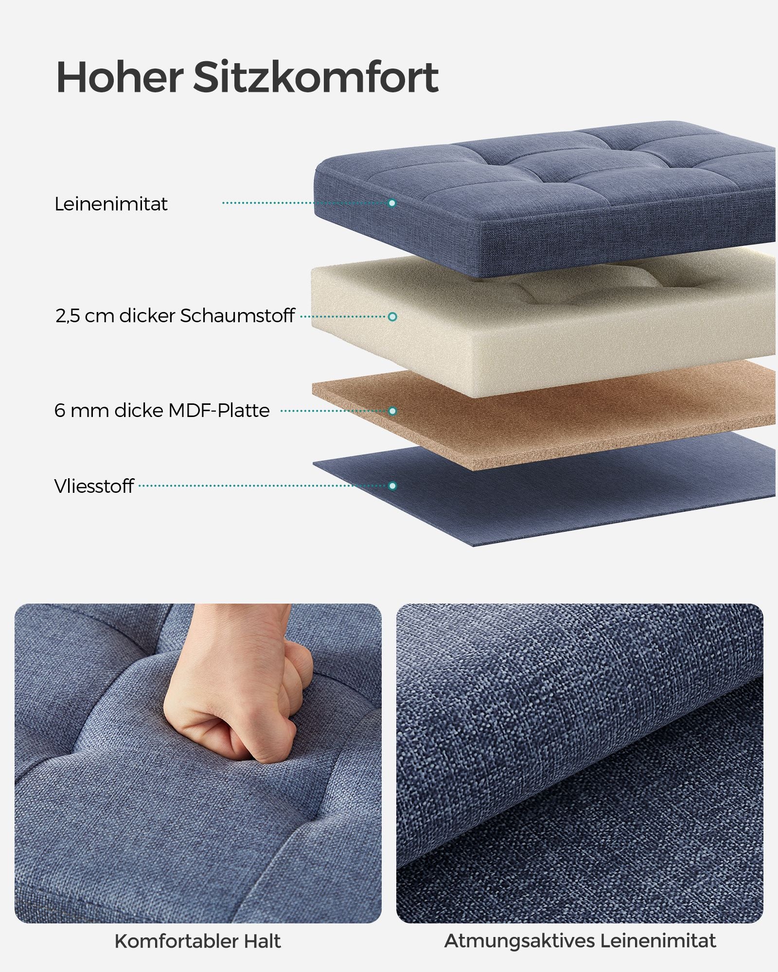 Bank – met opbergruimte – licht denimblauw