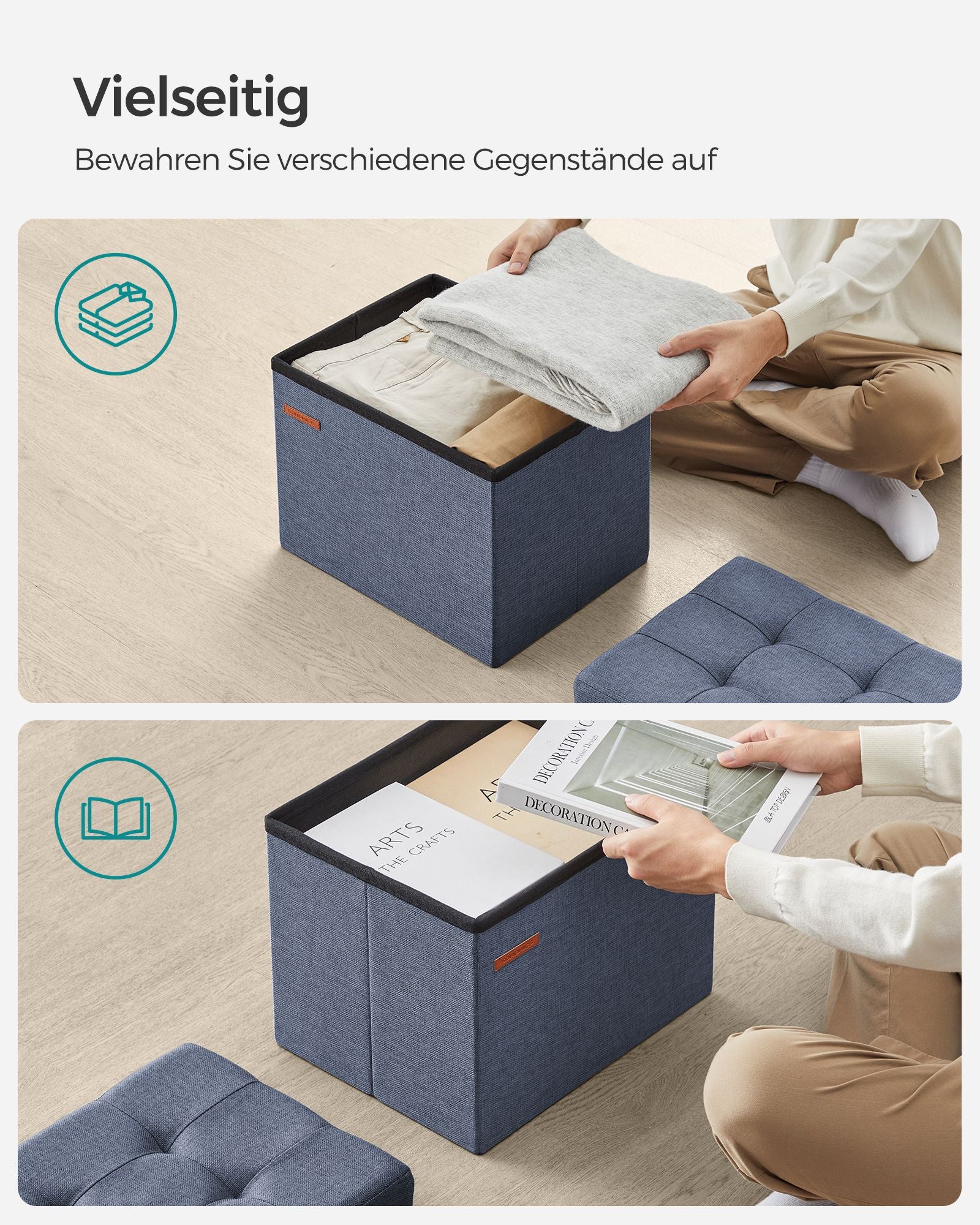 Bank – met opbergruimte – licht denimblauw