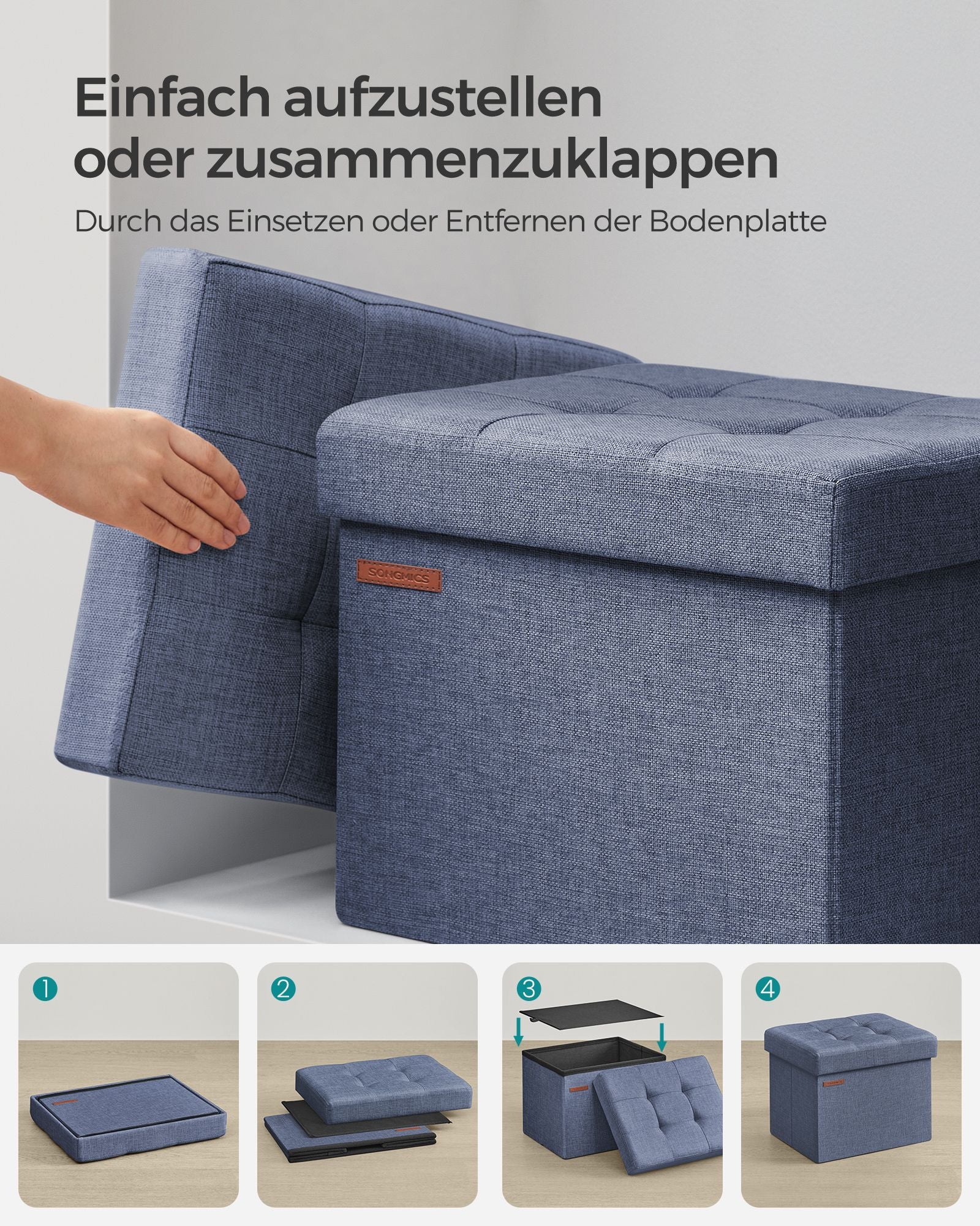 Bank – met opbergruimte – licht denimblauw