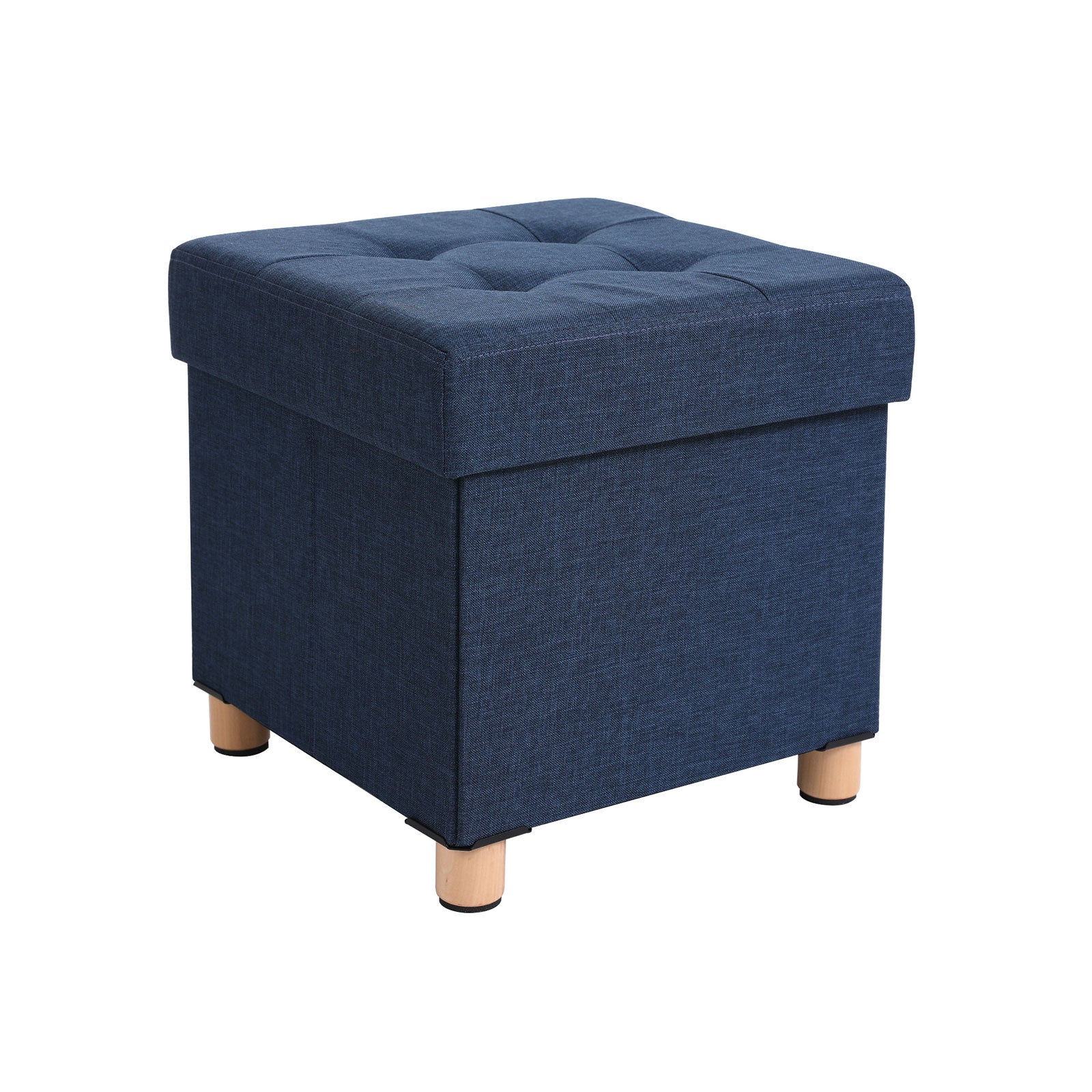 Poef – met opbergruimte – houten poten – zitkist – beige