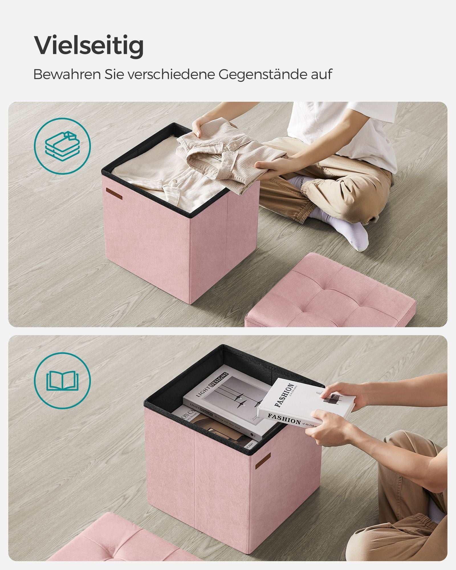 Bankje – met opbergruimte – voor hal – pastelroze