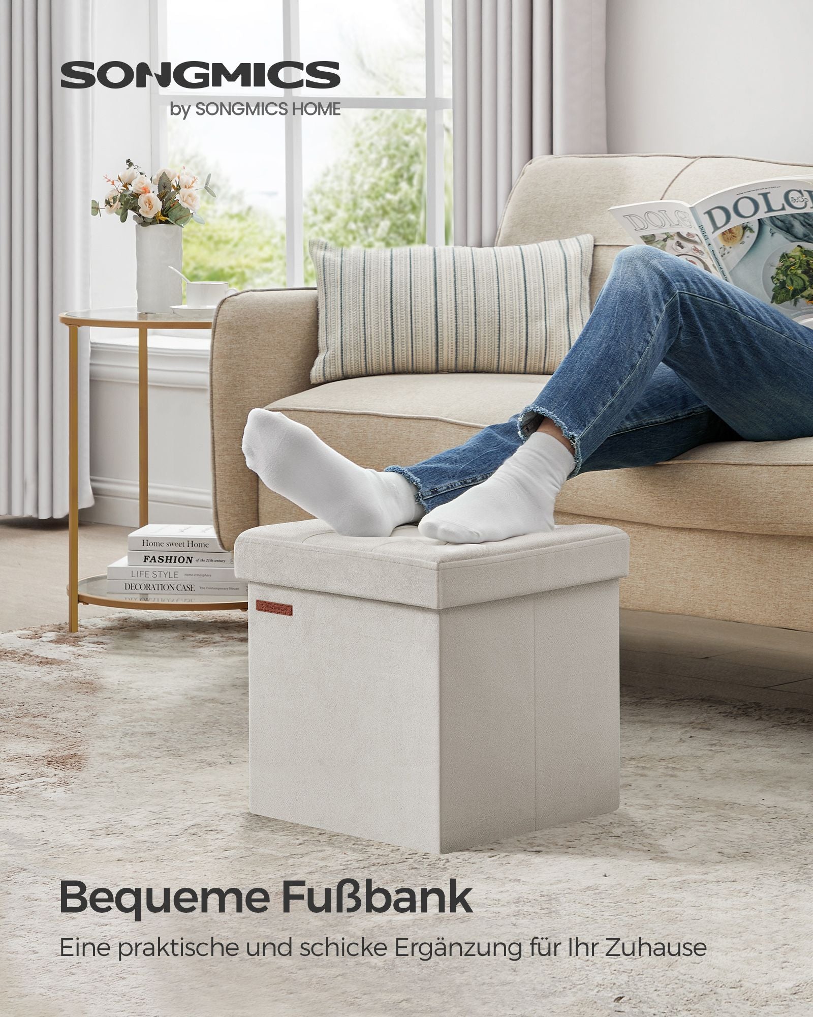 Bank – met opbergruimte – fluweel – 38 × 38 × 38 cm