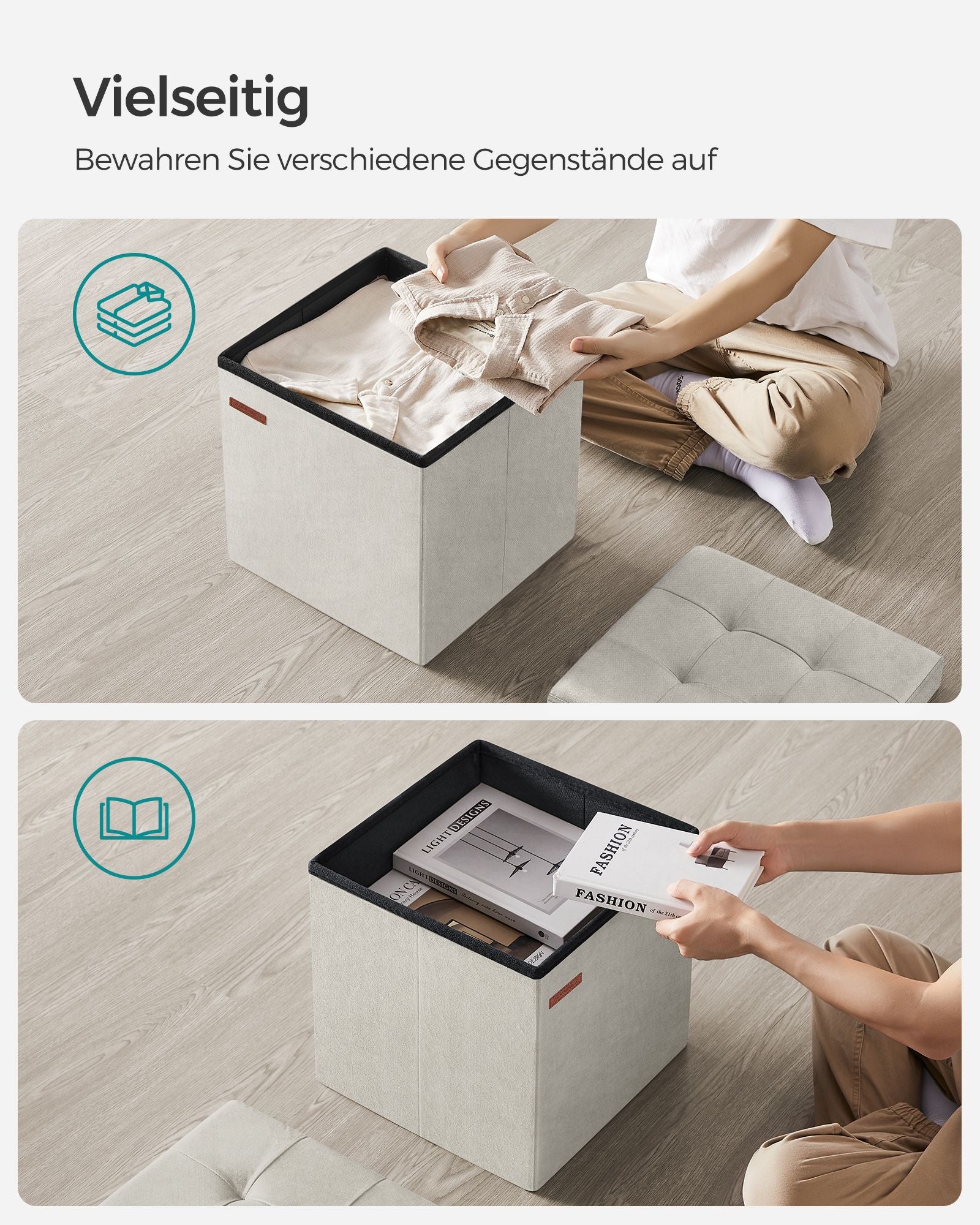 Bank – met opbergruimte – fluweel – 38 × 38 × 38 cm