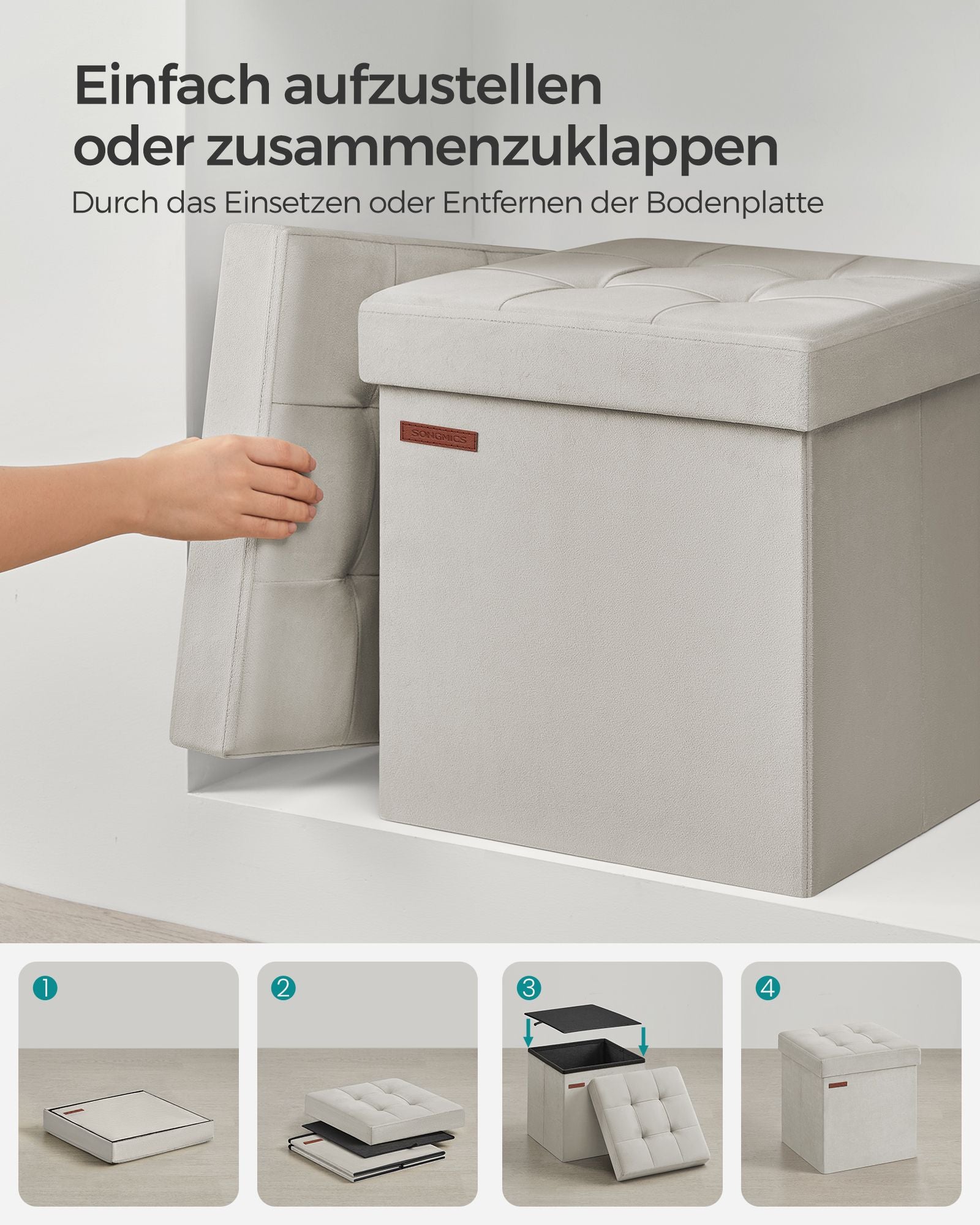 Bank – met opbergruimte – fluweel – 38 × 38 × 38 cm