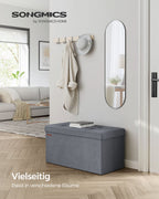 Bank – met opbergruimte – fluweel – voor woonkamer – leigrijs