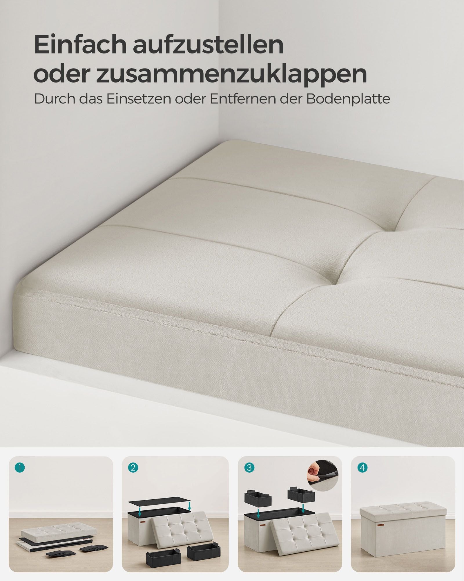 Bank – met opbergruimte – fluweel – 38 × 76 × 38 cm