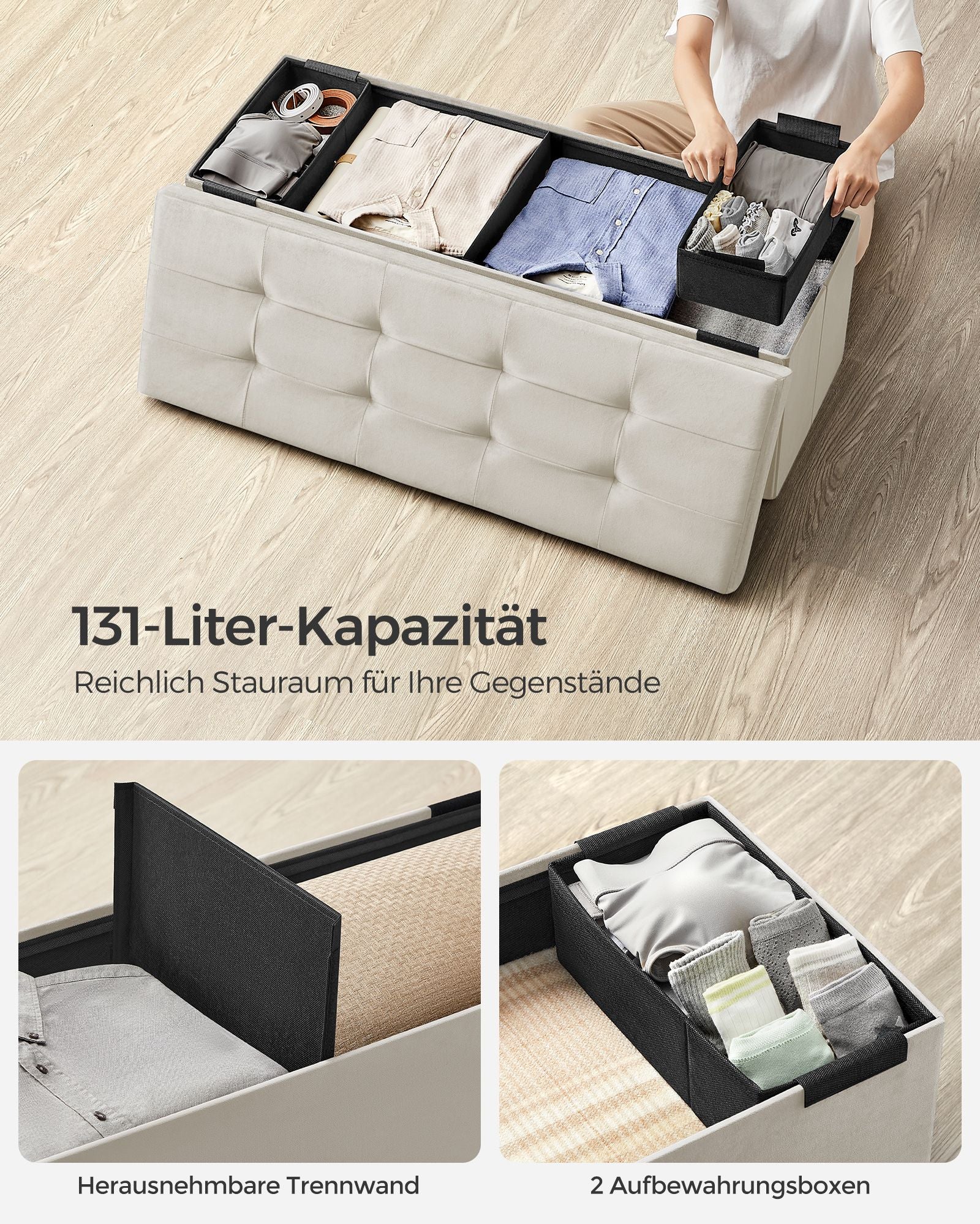 Bank – met opbergruimte – fluweel – 38 × 110 × 38 cm