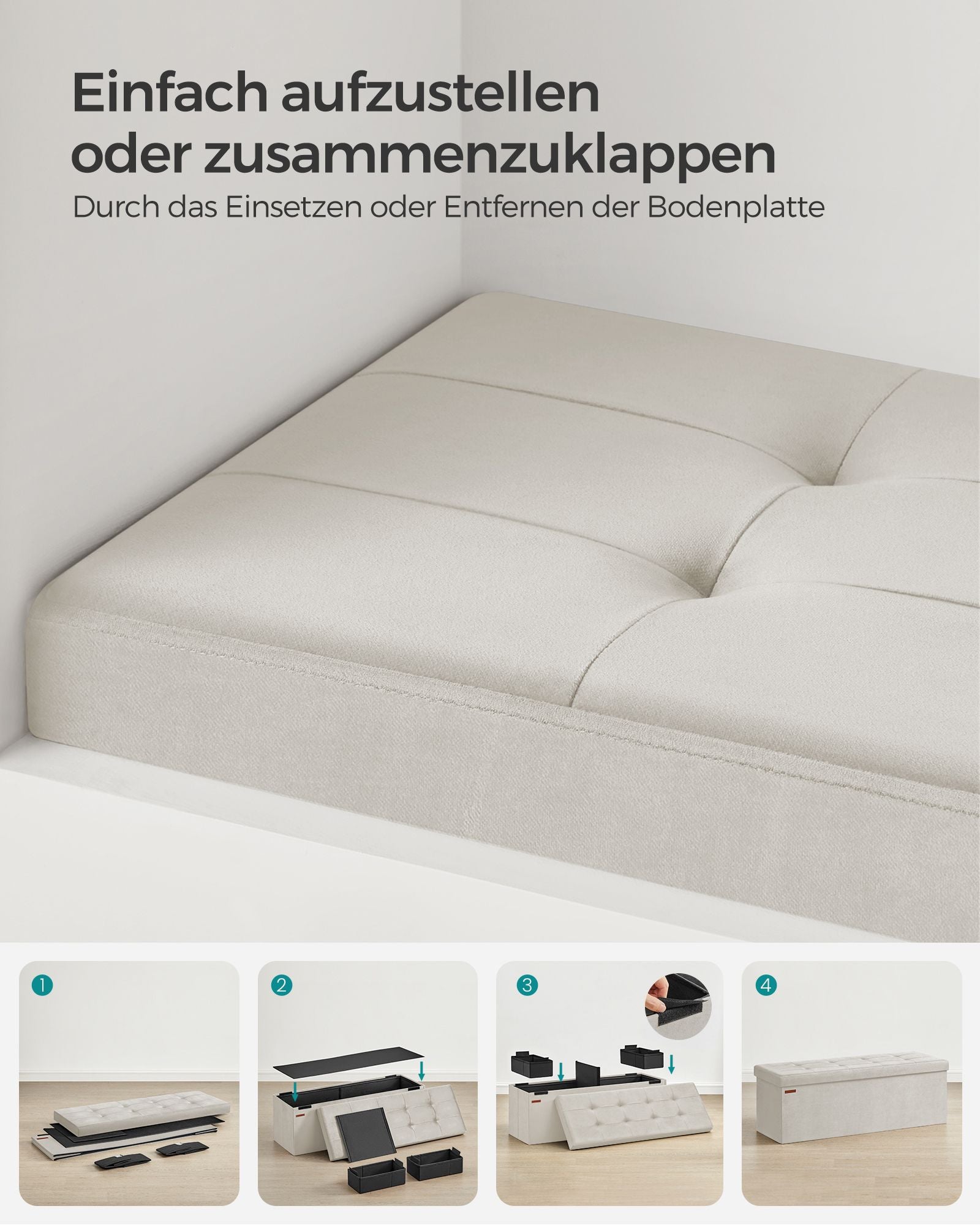 Bank – met opbergruimte – fluweel – 38 × 110 × 38 cm