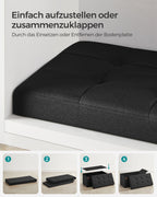 Bank – 76 cm – opklapbaar met opbergruimte – zwart