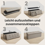 Bank met Opbergruimte – Opklapbare Zitkist – Opbergkist – 110 cm – Grijs