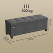 Opbergbank - 110 cm - Scharnierend Deksel - Linnenlook - Grijs