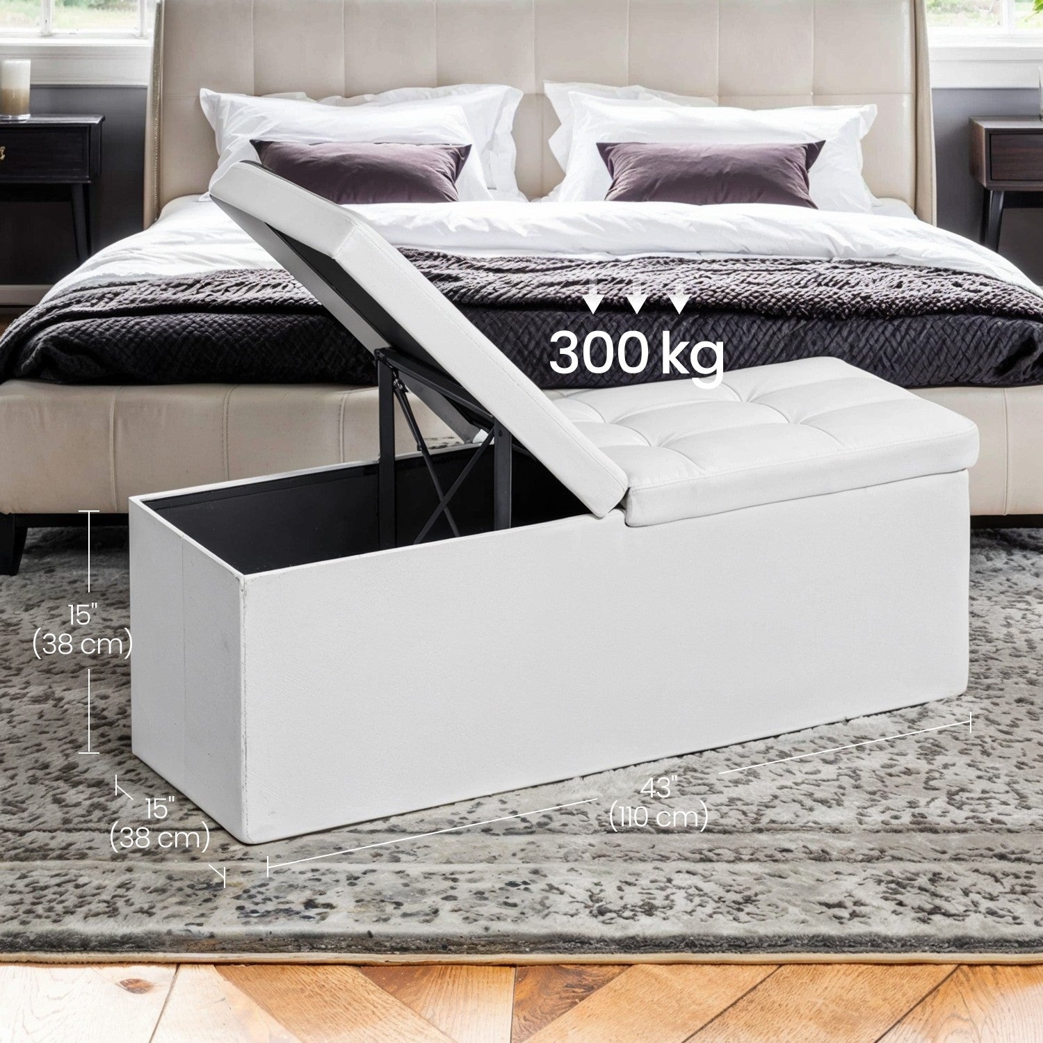 Bank met Opbergruimte – Opklapbare Zitkist – Opbergkist – 110 cm – Grijs