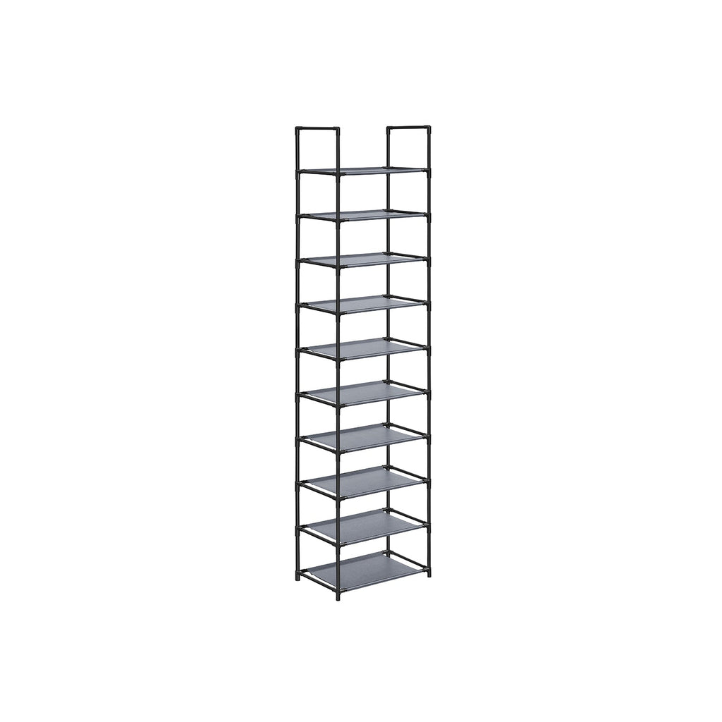 Schoenenrek - Schoenenkast - Met 10 niveaus - Metalen frame - Zwart