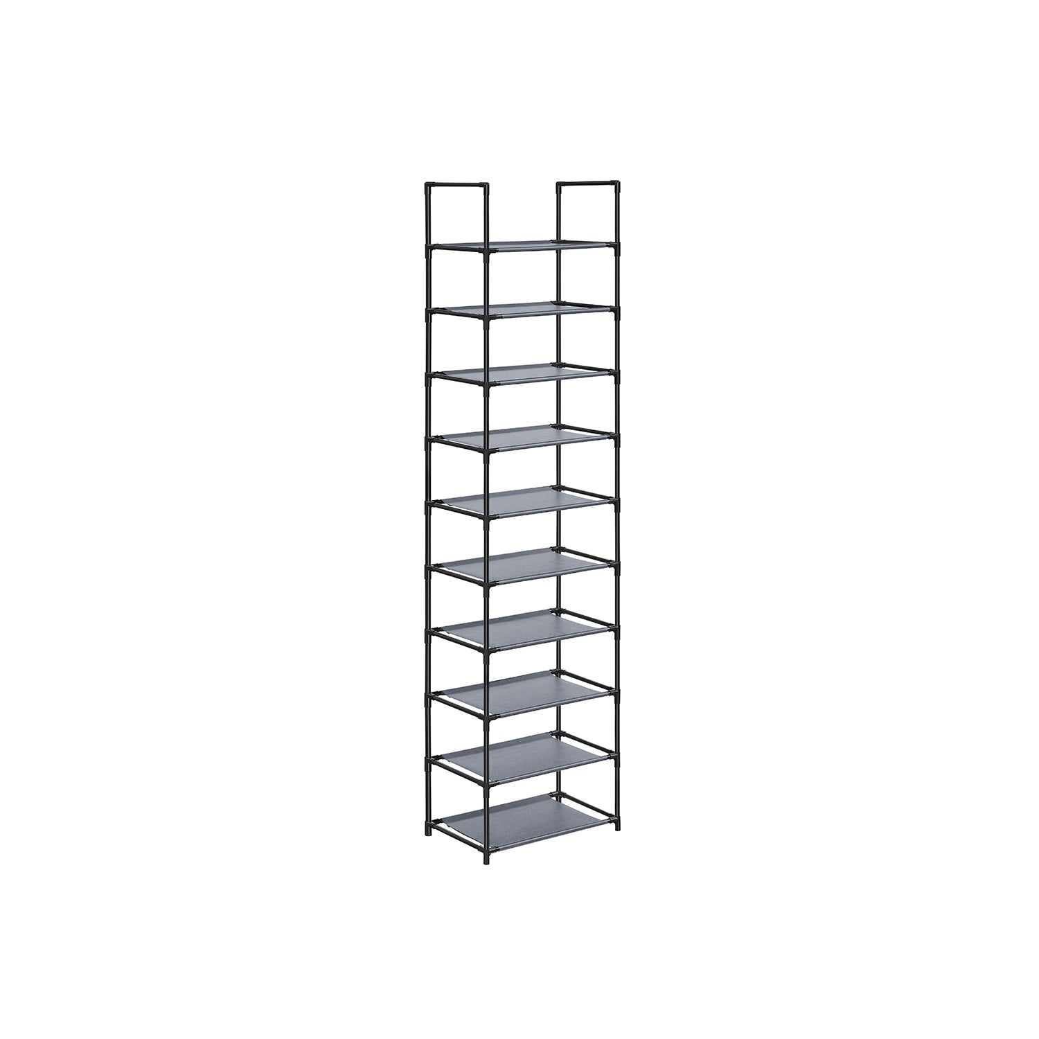 Schoenenrek - Schoenenkast - Met 10 niveaus - Metalen frame - Zwart