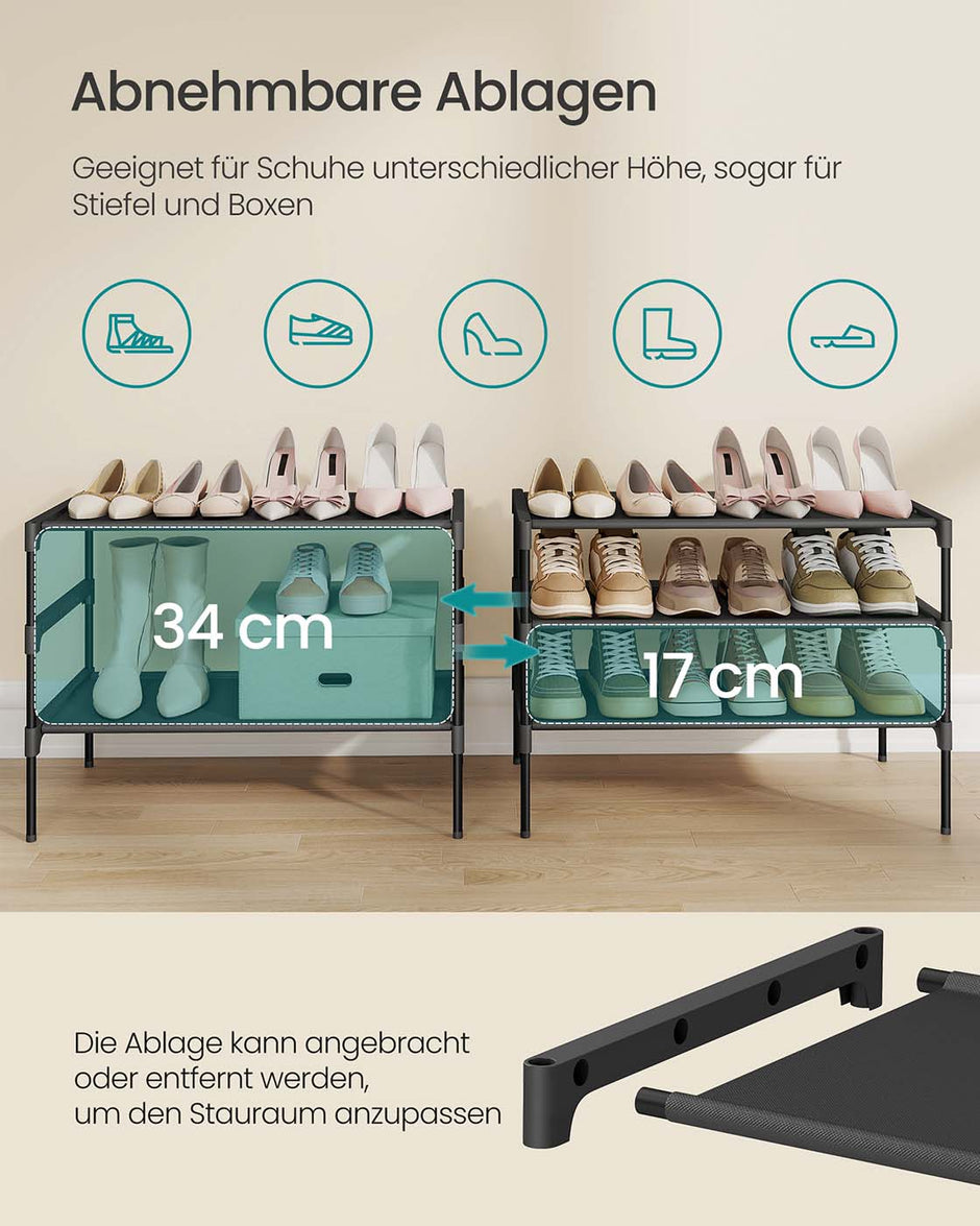 Schoenenrek – 3-laags –  Inktzwart – Voor hal of gang