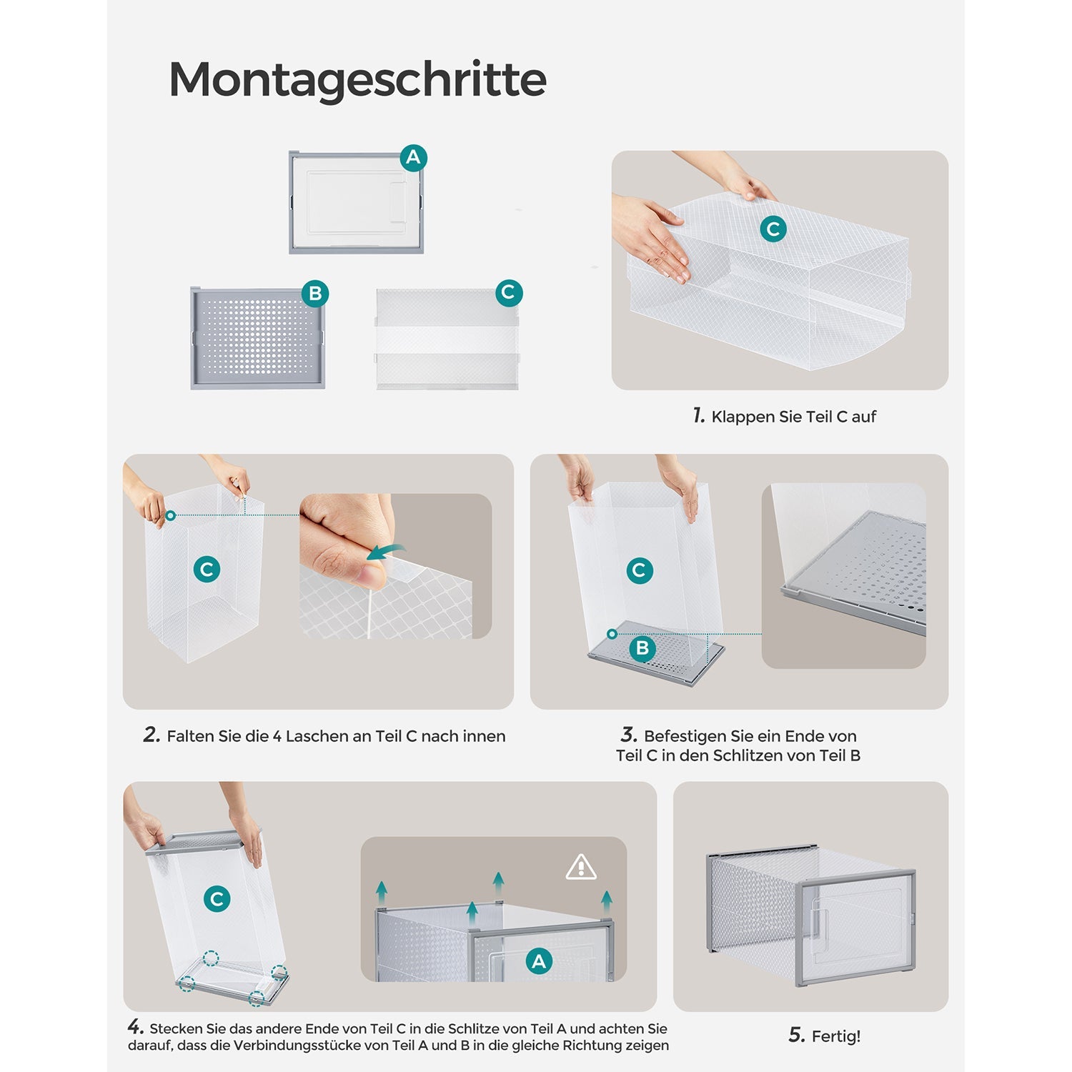Schoenenboxen – Transparant en stapelbaar – 18 stuks – Grijs