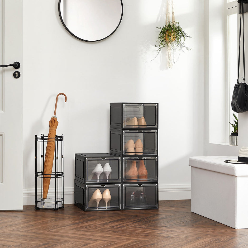 Schoenendozen – Set van 6 – Stapelbaar – Doorzichtige voordeur – Tot UK maat 10