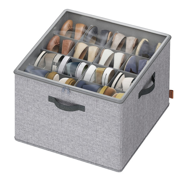 Schoenorganizer - 43 x 43 x 32 cm - voor maximaal 16 paar schoenen - verstelbare tussenschotten - stapelbaar - kleur: duifgrijs - maximum capaciteit: 18 kg