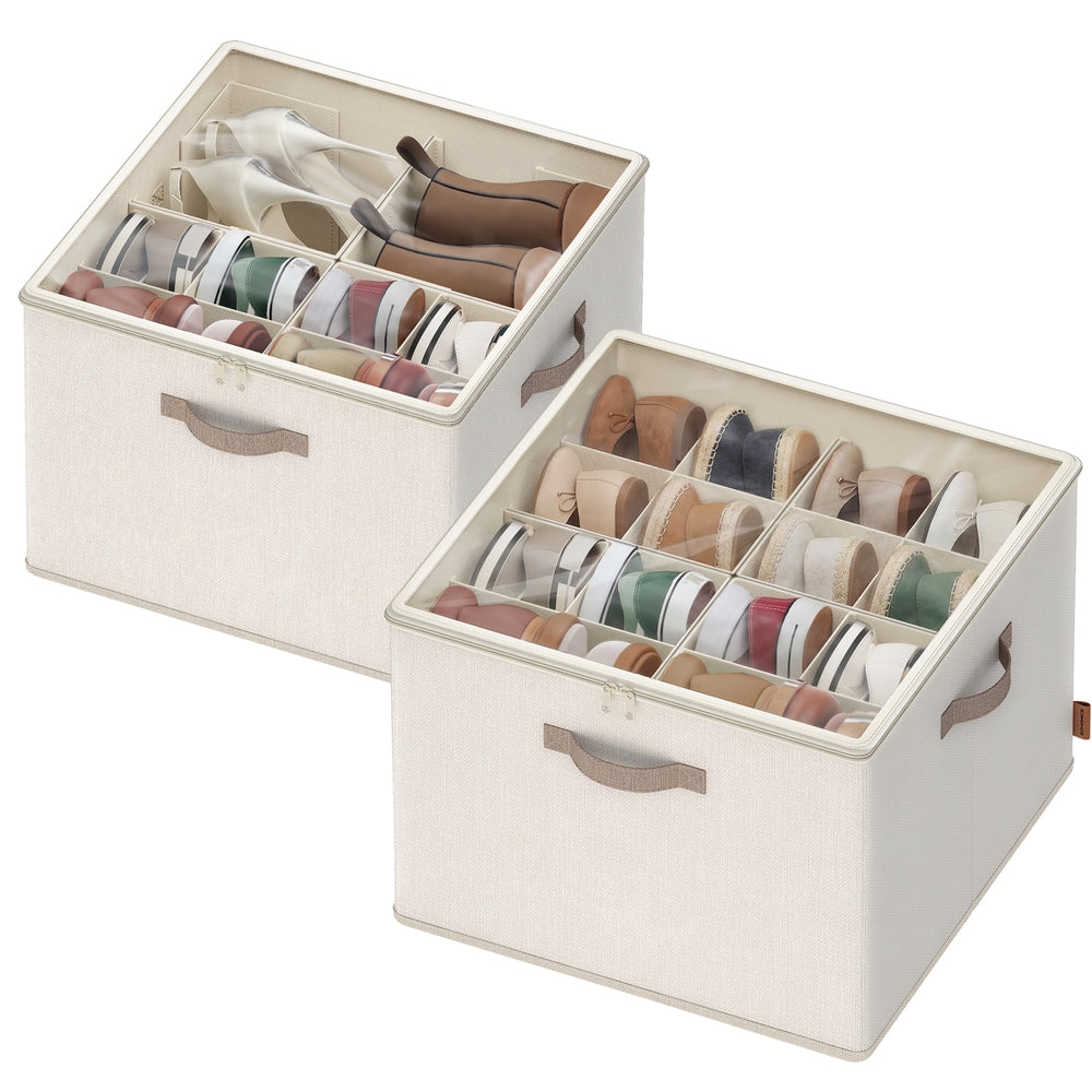 Schoenorganizer - 43 x 43 x 32 cm - geschikt voor maximaal 16 paar schoenen - cappuccinobeige - maximale draagkracht 18 kg