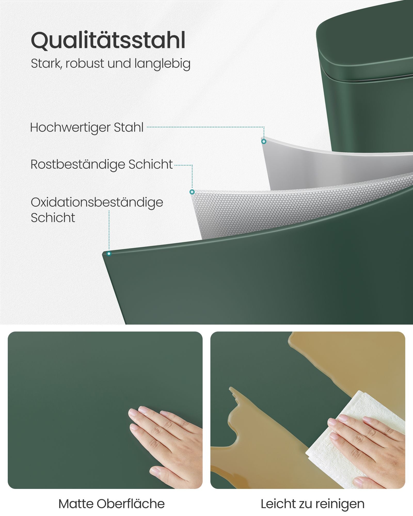 Prullenbak – 30 L – Soft-Close deksel – Staal – Compact formaat