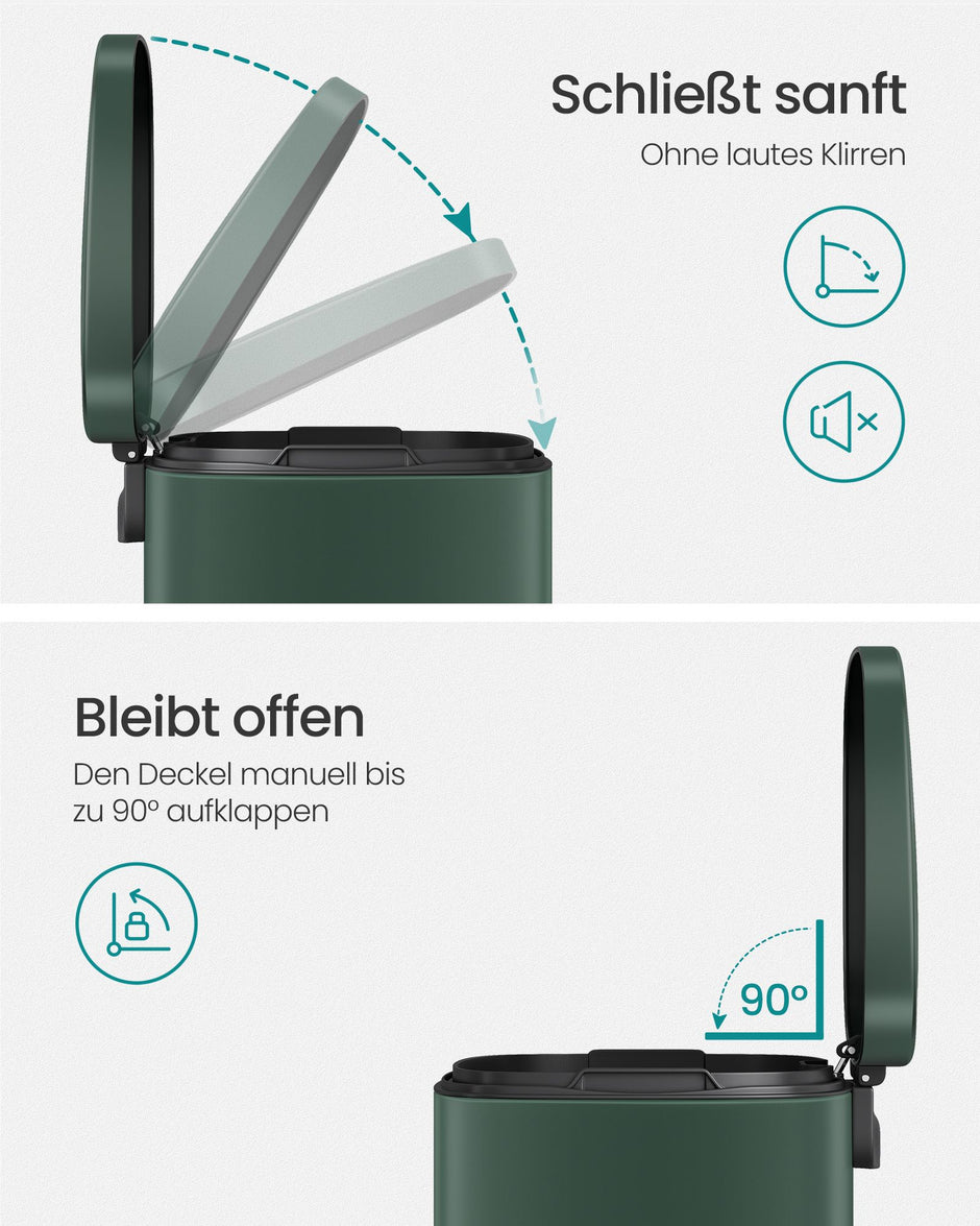 Prullenbak – 30 L – Soft-Close deksel – Staal – Compact formaat