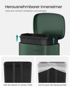 Prullenbak – Uitneembare bak – Roestvrij staal – Zilver