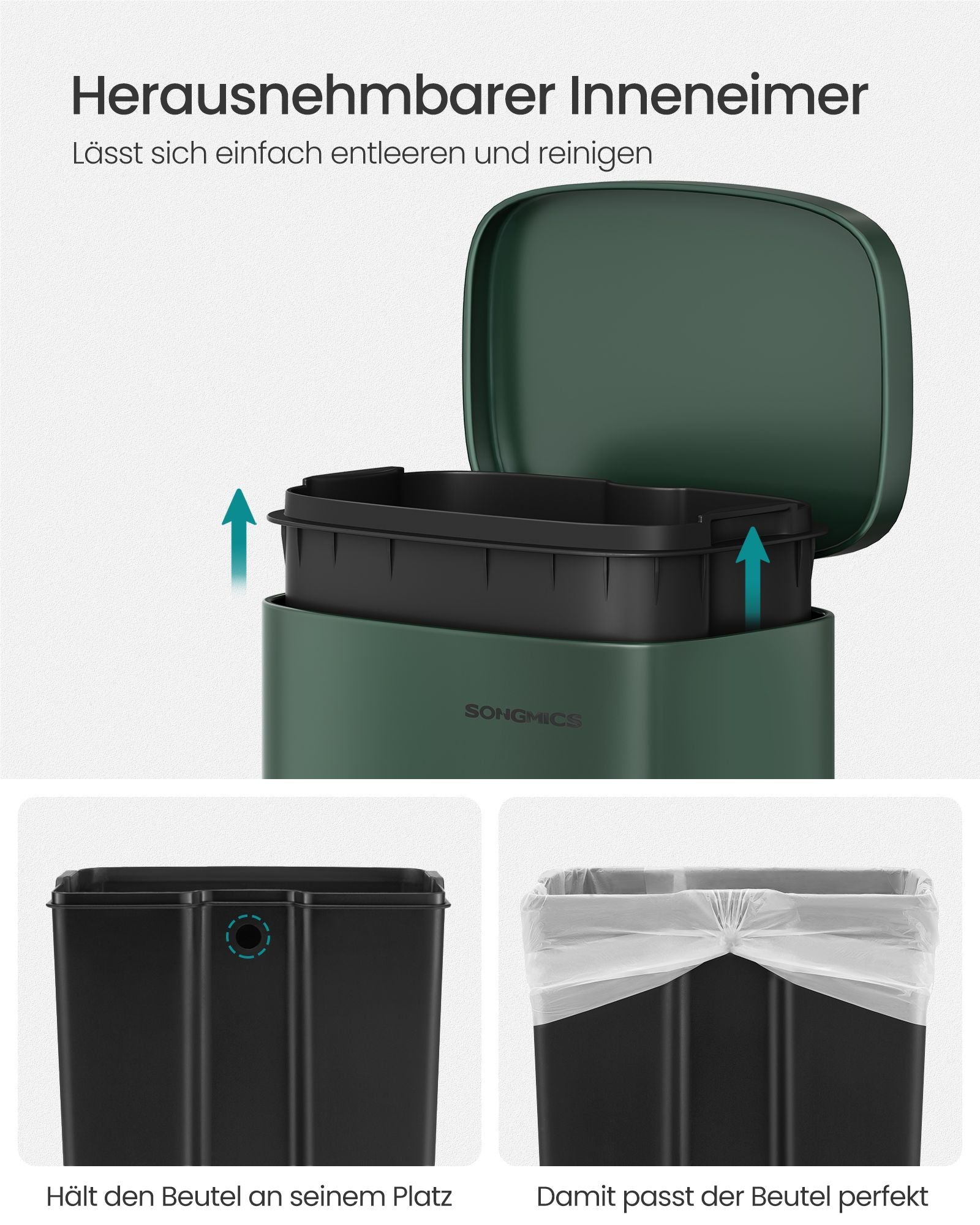 Prullenbak met 30 L inhoud – Softclose deksel – Geurdicht – Roestbestendig staal