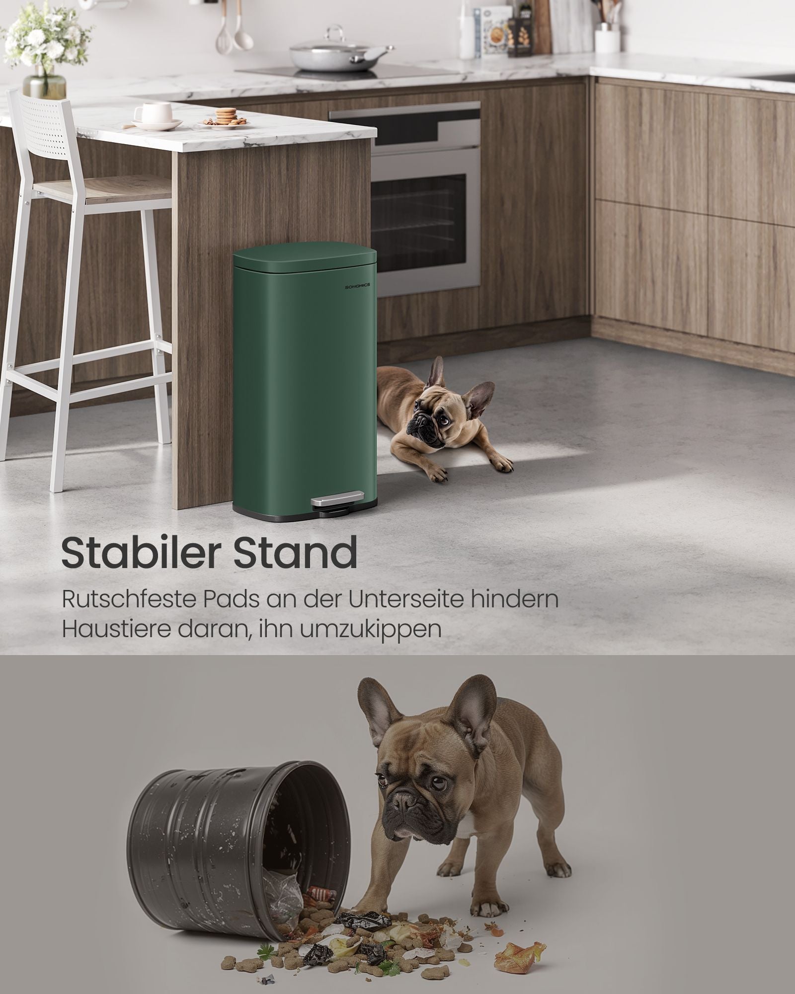 Prullenbak – 30 L – Soft-Close deksel – Staal – Compact formaat