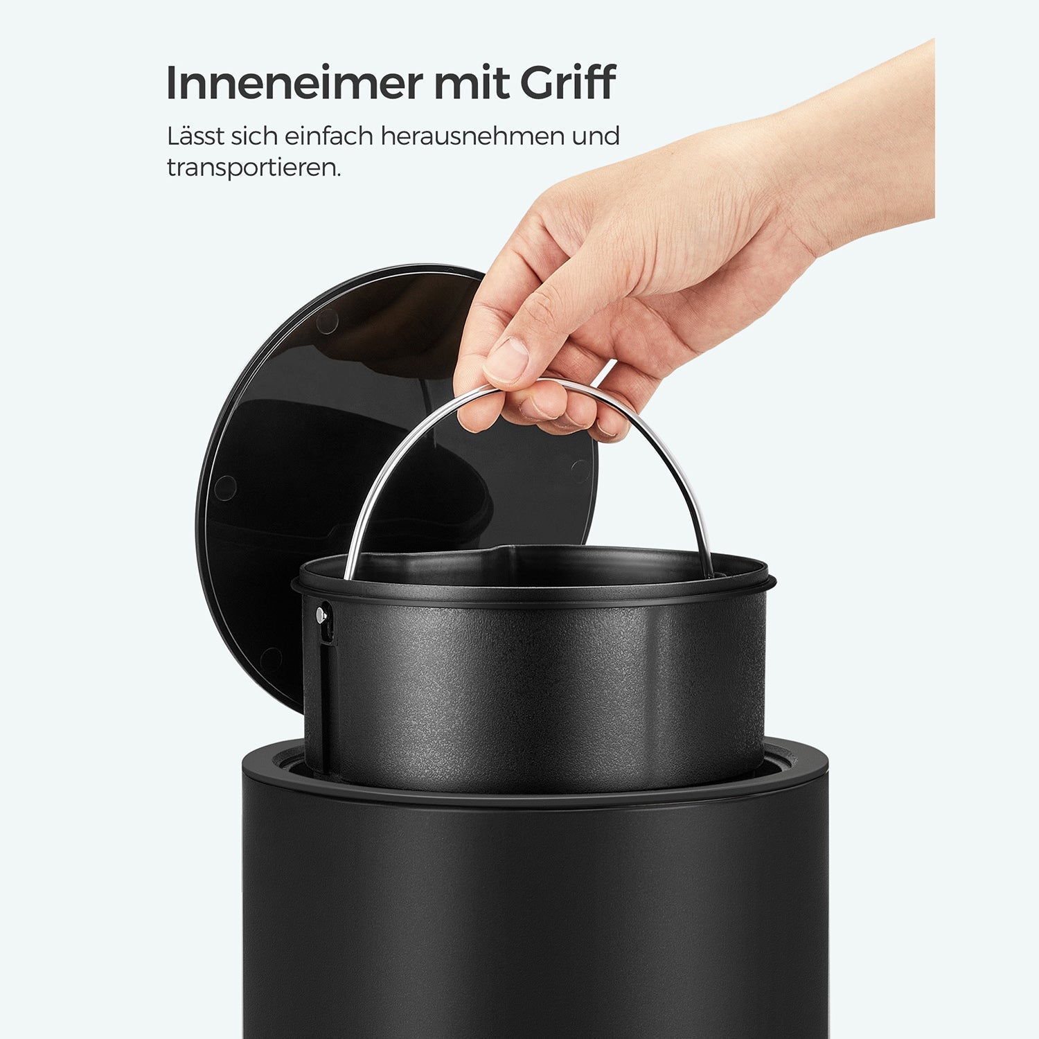 Vuilnisbak met 3 L inhoud – Met uitneembare binnenemmer – Hygiënisch voetpedaal – Softclose deksel