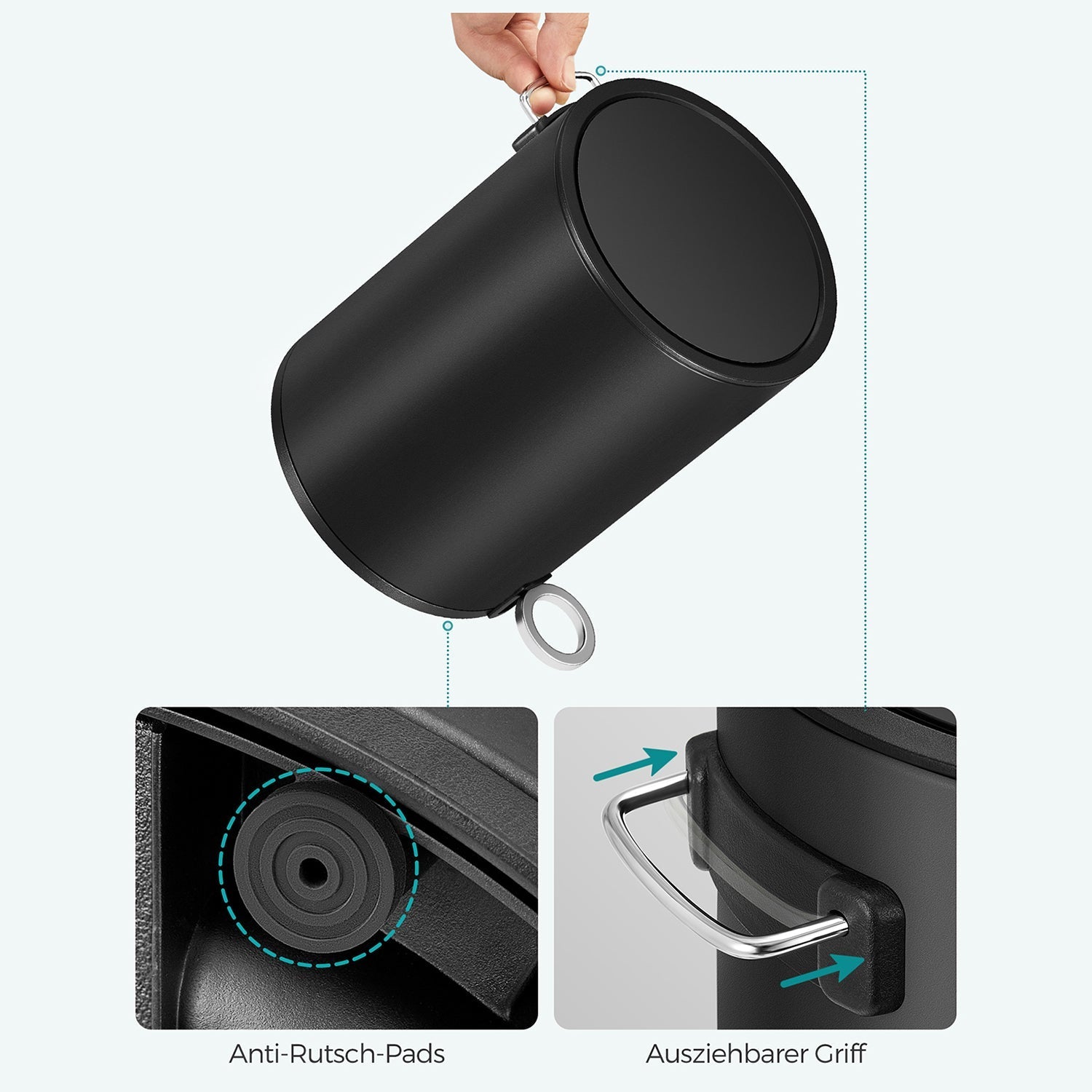 Vuilnisbak met 3 L inhoud – Met uitneembare binnenemmer – Hygiënisch voetpedaal – Softclose deksel