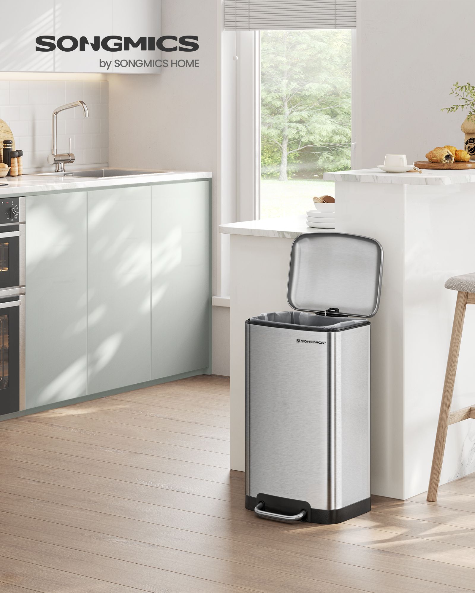 Prullenbak – 30 L – Met softclose deksel – Met uitneembare binnenemmer