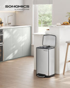 Prullenbak – Stalen pedaalemmer met deksel – 30 L – Wit