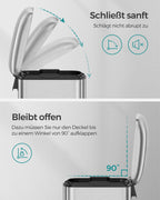 Prullenbak – Stalen pedaalemmer met deksel – 30 L – Wit