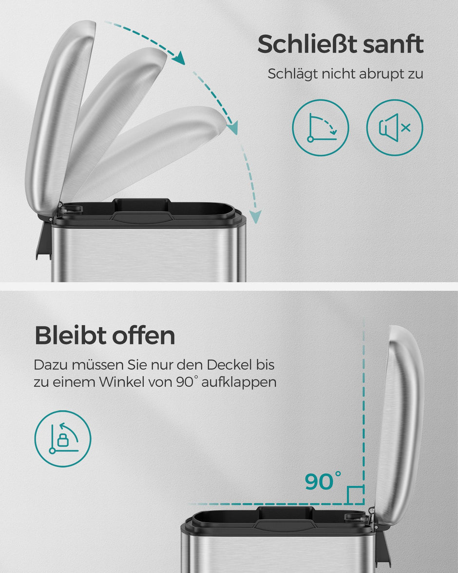 Prullenbak – 30 L – Met softclose deksel – Met uitneembare binnenemmer