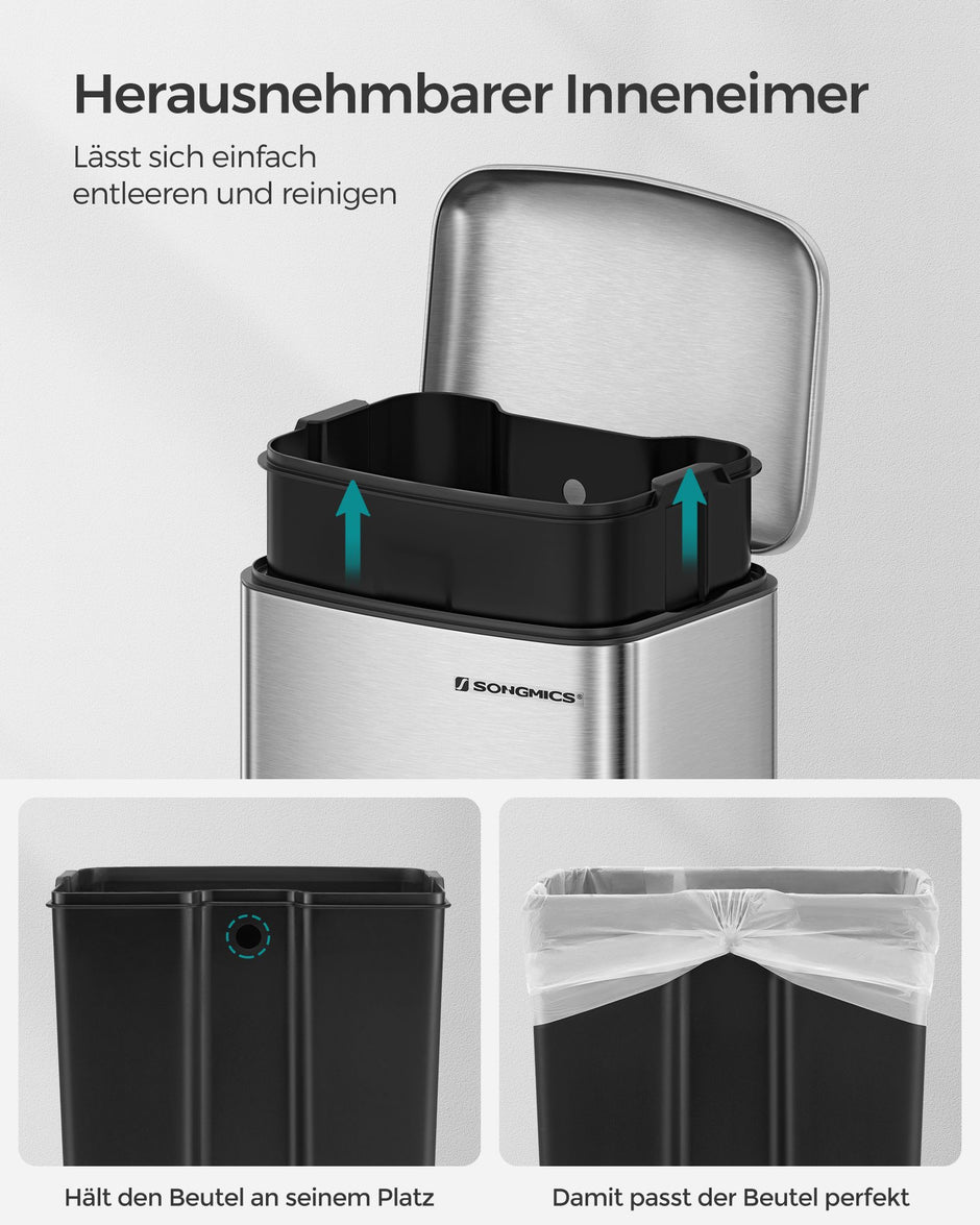 Prullenbak – 30 L – Met softclose deksel – Met uitneembare binnenemmer