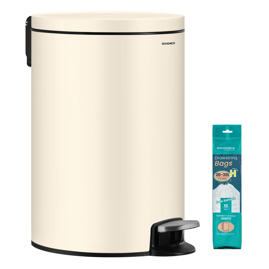 Pedaalemmer 20 Liter – Rond – Soft-Close Deksel – Uitneembare Binnenemmer – Beige