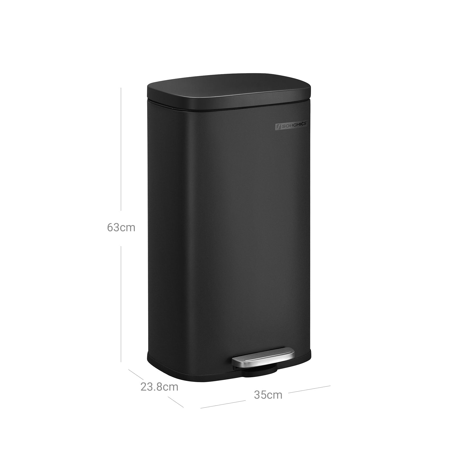 Afvalemmer - 30 L - Pedaalemmer - Softclose - Geurloos - Zwart