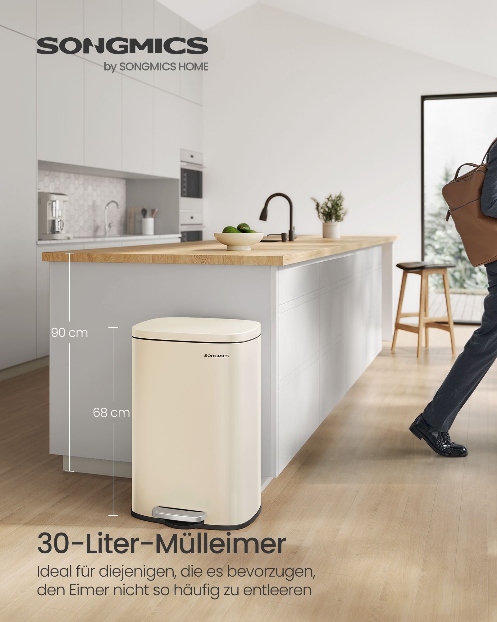 Keukenprullenbak 50 Liter Zandbeige
