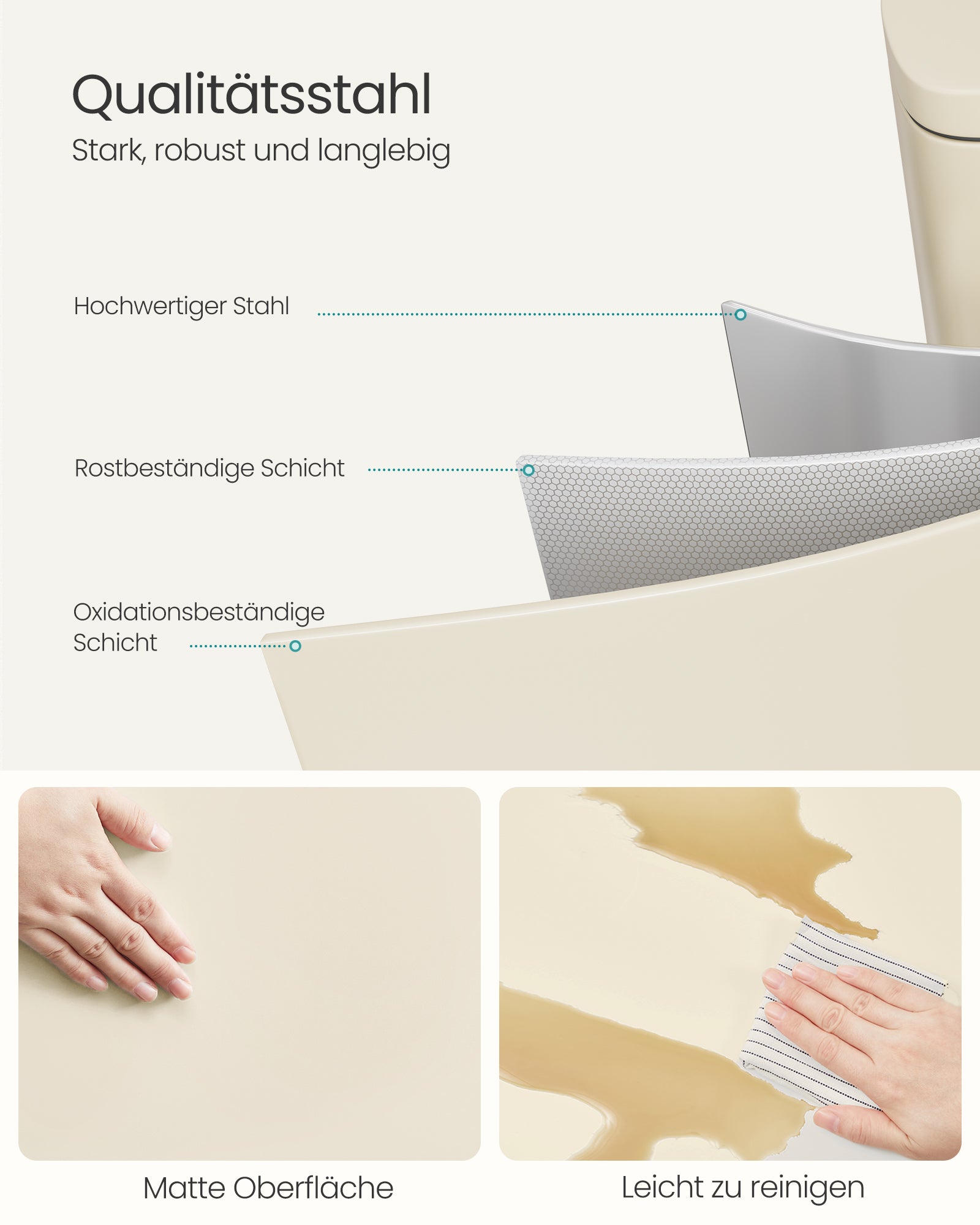 Keukenprullenbak 50 Liter Zandbeige